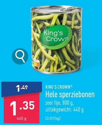 Promoties Hele sperziebonen - King's Crown - Geldig van 23/10/2023 tot 03/11/2023 bij Aldi