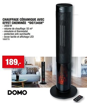 Promotions Domo elektro chauffage céramique avec effet cheminée do7345h - Domo elektro - Valide de 27/09/2023 à 31/12/2023 chez Hubo