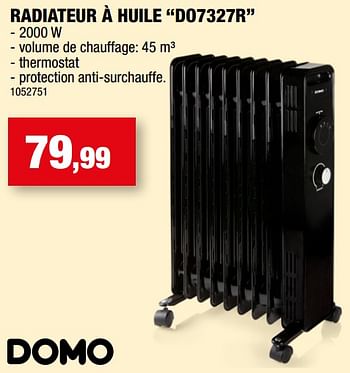 Promotions Domo elektro radiateur à huile do7327r - Domo elektro - Valide de 27/09/2023 à 31/12/2023 chez Hubo