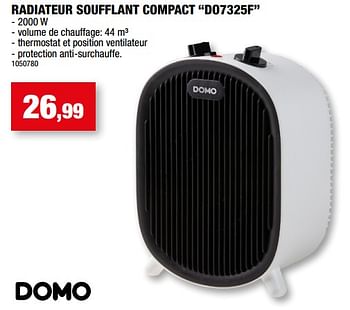 Promotions Domo elektro radiateur soufflant compact do7325f - Domo elektro - Valide de 27/09/2023 à 31/12/2023 chez Hubo