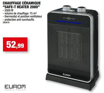 Promotions Eurom chauffage céramique safe-t heater 2000 - Eurom - Valide de 27/09/2023 à 31/12/2023 chez Hubo