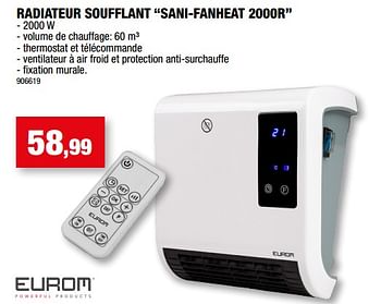 Promotions Eurom radiateur soufflant sani-fanheat 2000r - Eurom - Valide de 27/09/2023 à 31/12/2023 chez Hubo