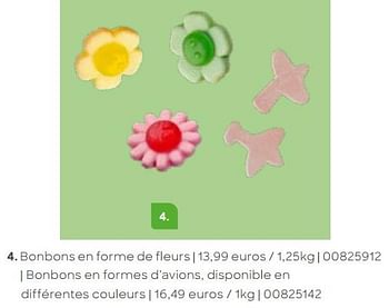 Promotions Bonbons en forme de fleurs - Produit Maison - Ava - Valide de 28/09/2023 à 28/09/2024 chez Ava