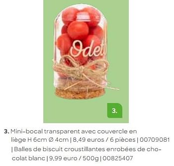 Promotions Mini-bocal transparent avec couvercle en liège - Produit Maison - Ava - Valide de 28/09/2023 à 28/09/2024 chez Ava