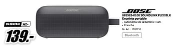 Promotions Bose 865983-0100 soundlink flex blk enceinte portable - Bose - Valide de 23/10/2023 à 29/10/2023 chez Media Markt