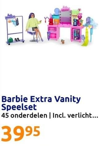 Promoties Barbie extra vanity speelset - Mattel - Geldig van 18/10/2023 tot 24/10/2023 bij Action