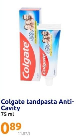 Promoties Colgate tandpasta anticavity - Colgate - Geldig van 18/10/2023 tot 24/10/2023 bij Action