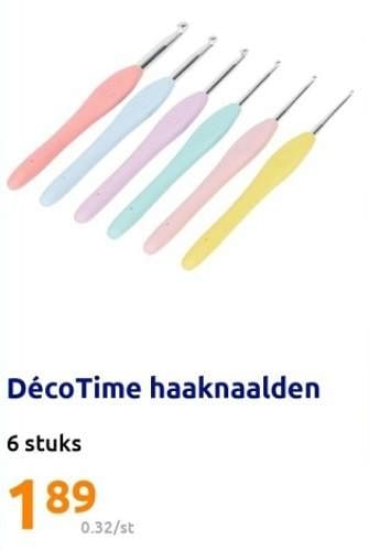 Promoties Décotime haaknaalden - Decotime - Geldig van 18/10/2023 tot 24/10/2023 bij Action