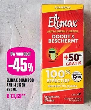 Promoties Elimax shampoo anti-luizen - ELIMAX - Geldig van 17/10/2023 tot 31/10/2023 bij Medi-Market