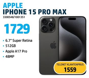 Promoties Apple iphone 15 pro max - Apple - Geldig van 09/10/2023 tot 31/10/2023 bij VCD
