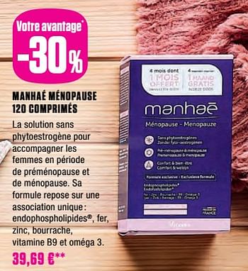 Promotions Manhaé ménopause - Manhae - Valide de 17/10/2023 à 31/10/2023 chez Medi-Market