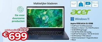 Promoties Acer aspire vero av14-51-509b - Acer - Geldig van 15/09/2023 tot 31/10/2023 bij Exellent