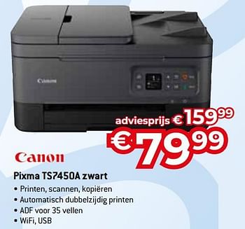 Promoties Canon pixma ts7450a zwart - Canon - Geldig van 15/09/2023 tot 31/10/2023 bij Exellent