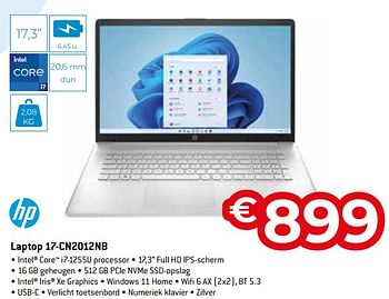 Promoties Hp laptop 17-cn2012nb - HP - Geldig van 15/09/2023 tot 31/10/2023 bij Exellent