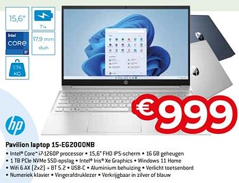 Promoties Hp pavilion laptop 15-eg2000nb - HP - Geldig van 15/09/2023 tot 31/10/2023 bij Exellent