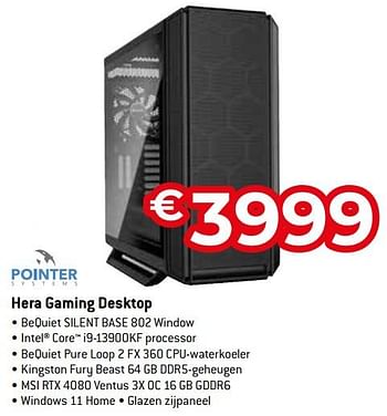 Promoties Pointer systems hera gaming desktop - Pointer Systems - Geldig van 15/09/2023 tot 31/10/2023 bij Exellent