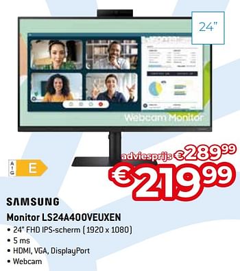 Promoties Samsung monitor ls24a400veuxen - Samsung - Geldig van 15/09/2023 tot 31/10/2023 bij Exellent