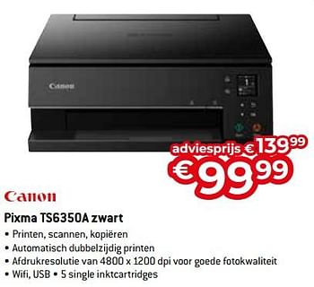 Promoties Canon pixma ts6350a zwart - Canon - Geldig van 15/09/2023 tot 31/10/2023 bij Exellent