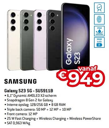 Promoties Samsung galaxy s23 5g - sus911b - Samsung - Geldig van 15/09/2023 tot 31/10/2023 bij Exellent