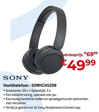 Promoties Sony hoofdtelefoon - sowhch520b - Sony - Geldig van 15/09/2023 tot 31/10/2023 bij Exellent