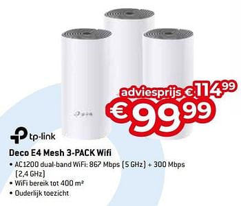 Promoties Tp-link deco e4 mesh 3-pack wifi - TP-LINK - Geldig van 15/09/2023 tot 31/10/2023 bij Exellent