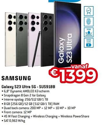 Promoties Samsung galaxy s23 ultra 5g - sus918b - Samsung - Geldig van 15/09/2023 tot 31/10/2023 bij Exellent