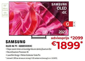 Promoties Samsung oled 4k tv - sqqe55s93c - Samsung - Geldig van 24/09/2023 tot 31/10/2023 bij Exellent