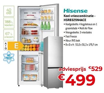 Promoties Hisense koel-vriescombinatie - hsrb329n4ace - Hisense - Geldig van 24/09/2023 tot 31/10/2023 bij Exellent