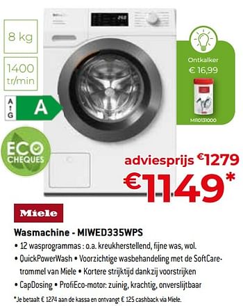 Promotions Miele wasmachine - miwed335wps - Miele - Valide de 24/09/2023 à 31/10/2023 chez Exellent