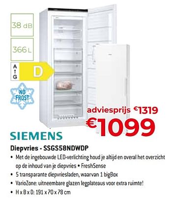 Promoties Siemens diepvries - ssgs58ndwdp - Siemens - Geldig van 24/09/2023 tot 31/10/2023 bij Exellent