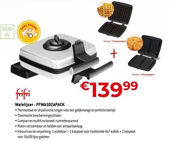 Promoties Frifri wafelijzer - ffwa102apack - FriFri - Geldig van 24/09/2023 tot 31/10/2023 bij Exellent
