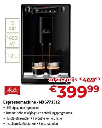 Promoties Melitta espressomachine - mx6771312 - Melitta - Geldig van 24/09/2023 tot 31/10/2023 bij Exellent