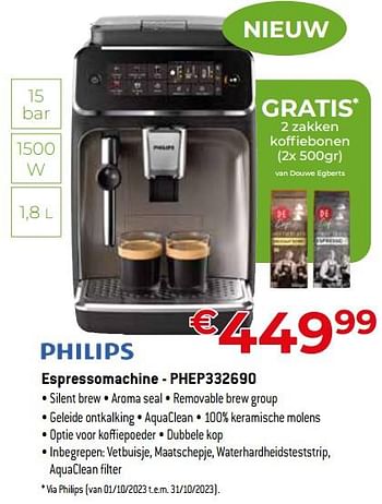 Promoties Philips espressomachine - phep332690 - Philips - Geldig van 24/09/2023 tot 31/10/2023 bij Exellent