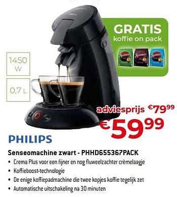Promoties Philips senseomachine zwart - phhd655367pack - Philips - Geldig van 24/09/2023 tot 31/10/2023 bij Exellent