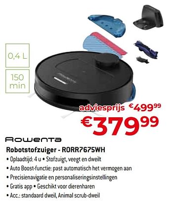 Promoties Rowenta robotstofzuiger - rorr7675wh - Rowenta - Geldig van 24/09/2023 tot 31/10/2023 bij Exellent