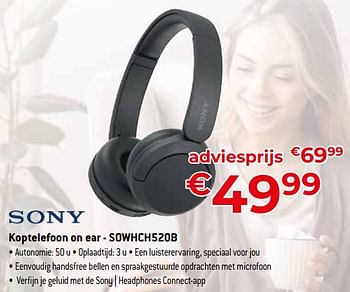 Promoties Sony koptelefoon on ear - sowhch520b - Sony - Geldig van 24/09/2023 tot 31/10/2023 bij Exellent