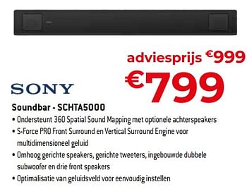 Promoties Sony soundbar - schta5000 - Sony - Geldig van 24/09/2023 tot 31/10/2023 bij Exellent