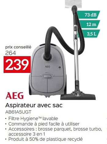 Promotions Aeg aspirateur avec sac ab61a5ugt - AEG - Valide de 24/09/2023 à 31/10/2023 chez Selexion