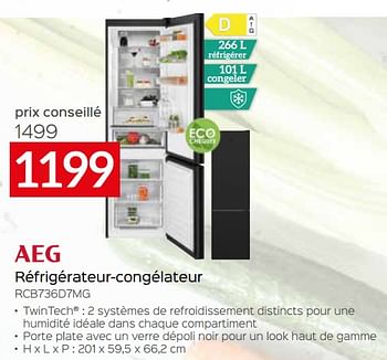 Promotions Aeg réfrigérateur-congélateur rcb736d7mg - AEG - Valide de 24/09/2023 à 31/10/2023 chez Selexion
