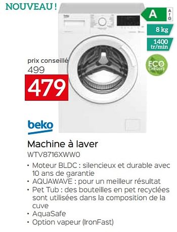 Promotions Beko machine à laver wtv8716xww0 - Beko - Valide de 24/09/2023 à 31/10/2023 chez Selexion