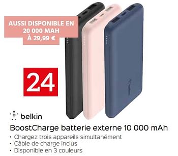 Promotions Belkin boostcharge batterie externe 10 000 mah - BELKIN - Valide de 24/09/2023 à 31/10/2023 chez Selexion
