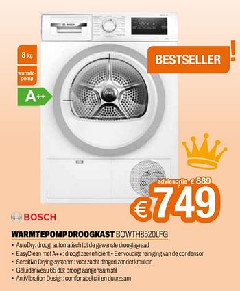 Promoties Bosch warmtepomp droogkast bowth8520lfg - Bosch - Geldig van 24/09/2023 tot 31/10/2023 bij Expert