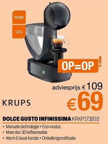 Promoties Krups dolce gusto infinissimakrkp173b10 - Krups - Geldig van 24/09/2023 tot 31/10/2023 bij Expert