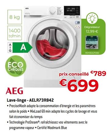 Promotions Aeg lave-linge - aelr73r842 - AEG - Valide de 24/09/2023 à 31/10/2023 chez Exellent