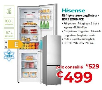 Promotions Hisense réfrigérateur-congélateur - hsrb329n4ace - Hisense - Valide de 24/09/2023 à 31/10/2023 chez Exellent