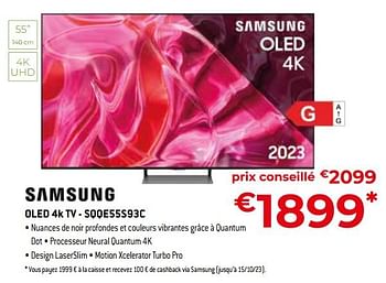 Promotions Samsung oled 4k tv - sqqe55s93c - Samsung - Valide de 24/09/2023 à 31/10/2023 chez Exellent
