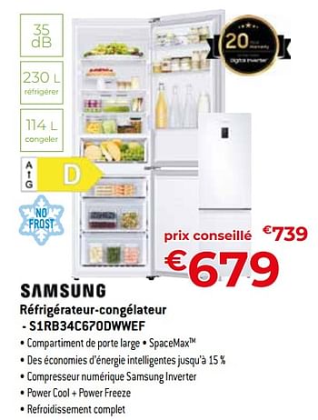 Promotions Samsung réfrigérateur-congélateur - s1rb34c670dwwef - Samsung - Valide de 24/09/2023 à 31/10/2023 chez Exellent
