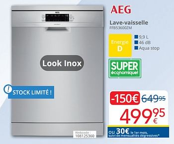 Promotions Aeg lave-vaisselle ffb53600zm - AEG - Valide de 01/10/2023 à 31/10/2023 chez Eldi