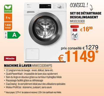 Promotions Miele machine à laver miwed335wps - Miele - Valide de 24/09/2023 à 31/10/2023 chez Expert
