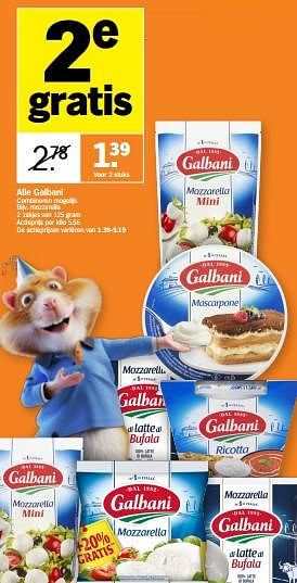 Promoties Galbani mozzarella - Galbani - Geldig van 23/10/2023 tot 29/10/2023 bij Albert Heijn